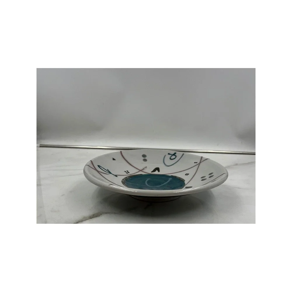 Klausner Studio Pottery Abstract Geometric Ceramic Bowl Post Modern 8.5in
